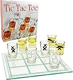 Matty's Toy Stop Tic-Tac-Toe, Three in A Row Shot Glass Drinking Game with 9 Shot Glasses and Glass Game Board (10" x 10…