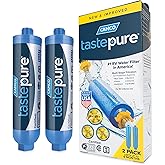Camco Tastepure RV Water Filter - Advanced 6-Step Patent-Protected Filtration - Camping Essentials for Fresh Drinking Water - 2-Pack of RV Inline Water Filters, Made in USA (40045)