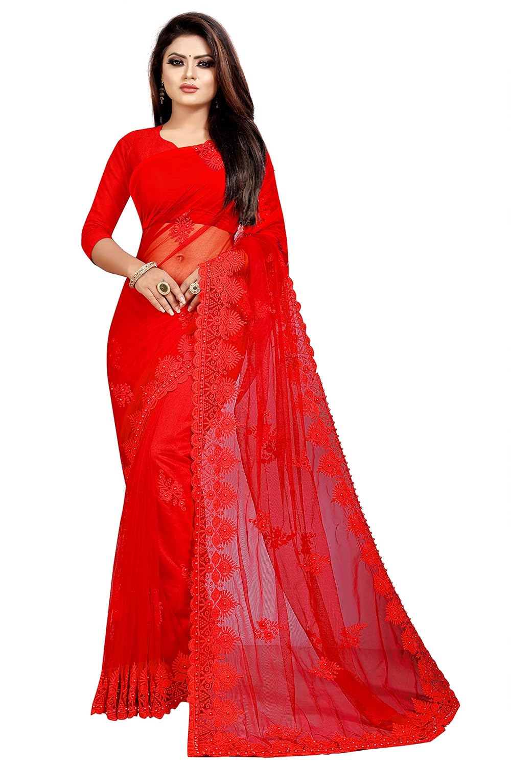 net ki saree party wear