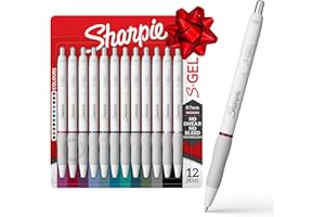 Sharpie S-Gel Pens, Fashion Barrel Gel Pens, Pearl White Body, Medium (0.7mm) Point, Bold Ink Colors, 12 Count