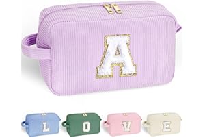 YOOLIFE Purple Travel Makeup Bag - Christmas Gifts for Teen Girl Kids Travel Makeup Bag Organizer Personalized Gifts for Women, Stocking Stuffers for Teen Girls Kids Purple Letter A