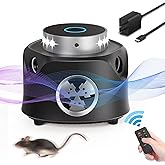 Ultrasonic Rodent Repellent, 360°Mouse Repellent with Remote Control, Pest Repellent Ultrasonic Plug in with Ultrasound & Strobe Light, Mice Repellent Indoor for Rodent/Mouse/Squirrel/Roach