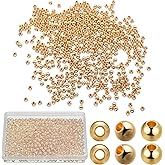 500 Pcs Gold Round Plated Spacer Beads 4mm Brass Beads Metal Round Smooth Spacer Beads Tarnish Resistant Seamless Loose Connector Beads for DIY Bracelet Necklace Earring Jewelry Making Crafting