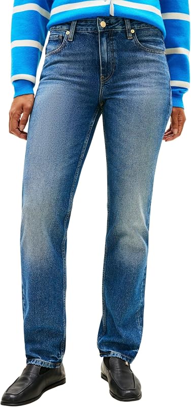 Jeans femininos Glow Classic Straight Straight Mid Ris, Azul (Glow), 26W/32L — foto 1 de 5