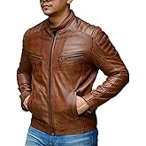 Jild Timeless Classic Leather Jacket Men - Biker Style Real Lambskin Café Racer Vintage Look Motorcycle Jackets for Men