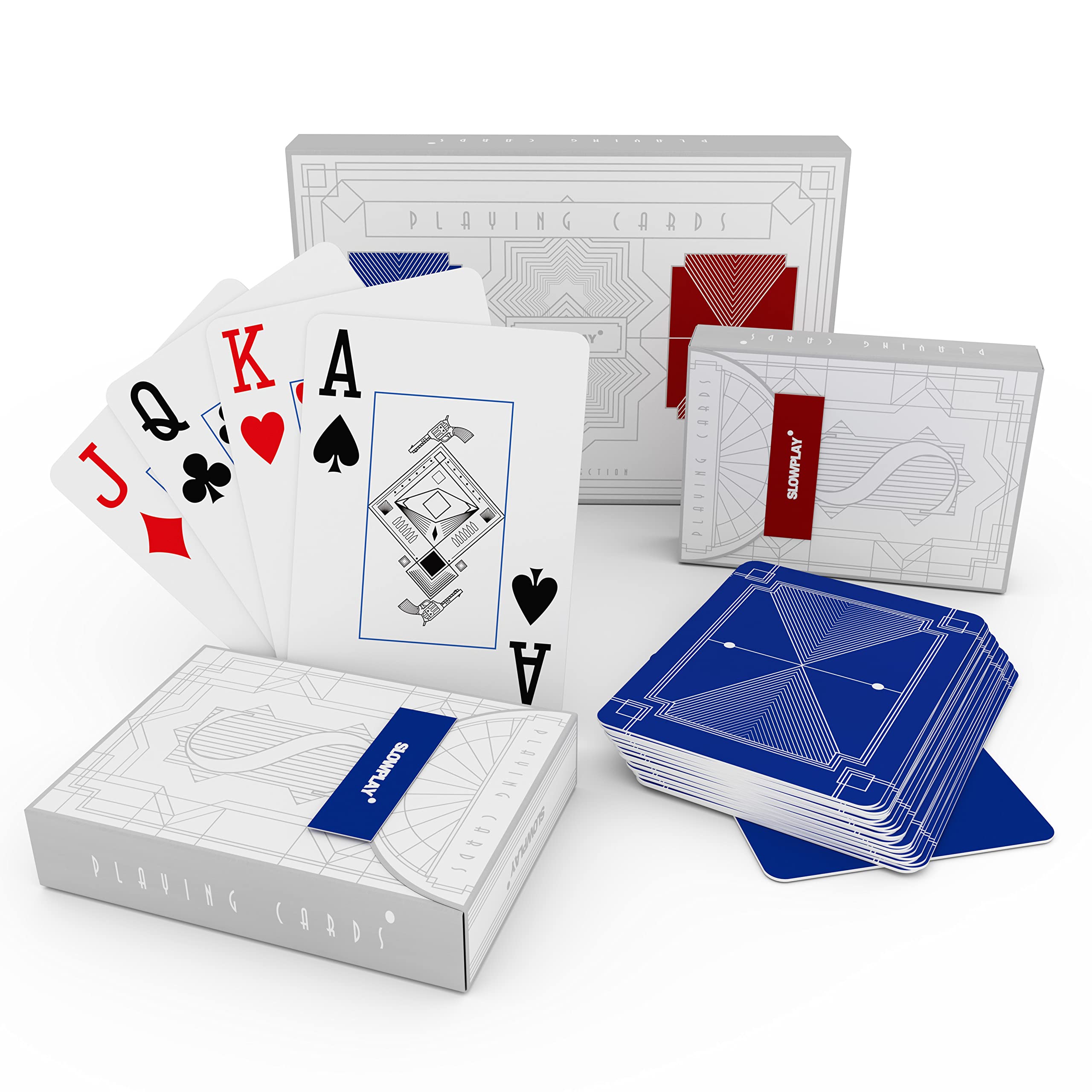 Photo 1 of SLOWPLAY 100% Plastic Playing Cards, 2-Deck Poker Card Set, Jumbo Index, Poker Size, Superior Flexibility and Durability, Waterproof & Washable, Professional Playing Cards for Texas Hold’em Poker
