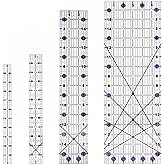 Quilting Rulers Sewing Ruler,Acrylic Quilting Ruler Templates,Precision Cutting Tools for Patchwork Fabric,Sewing Supplies Purple(6"X17",3"X16",1.5"X12",1"X11")