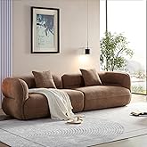 YOPENG 110" Curved Sectional Sofa Minimalist Modern Couches, Upholstered Boucle Sofa 3 Seater Luxury Sofas Modular Deep Couch