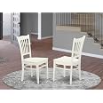 East West Furniture Set Da Pranzo 3 Pezzi Bianco Lino | Tavolo Rotondo Ø107 Cm E 2 Sedie In Legno | Con Prolunghe
