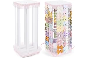 POVETIRE Bow Holder for Girls Hair Bows,White 360 Rotation Hair Bow Organizer, Hair Clips Stand Hair Accessories Rack Display Decors Baby Nursery Toddler Girls Room