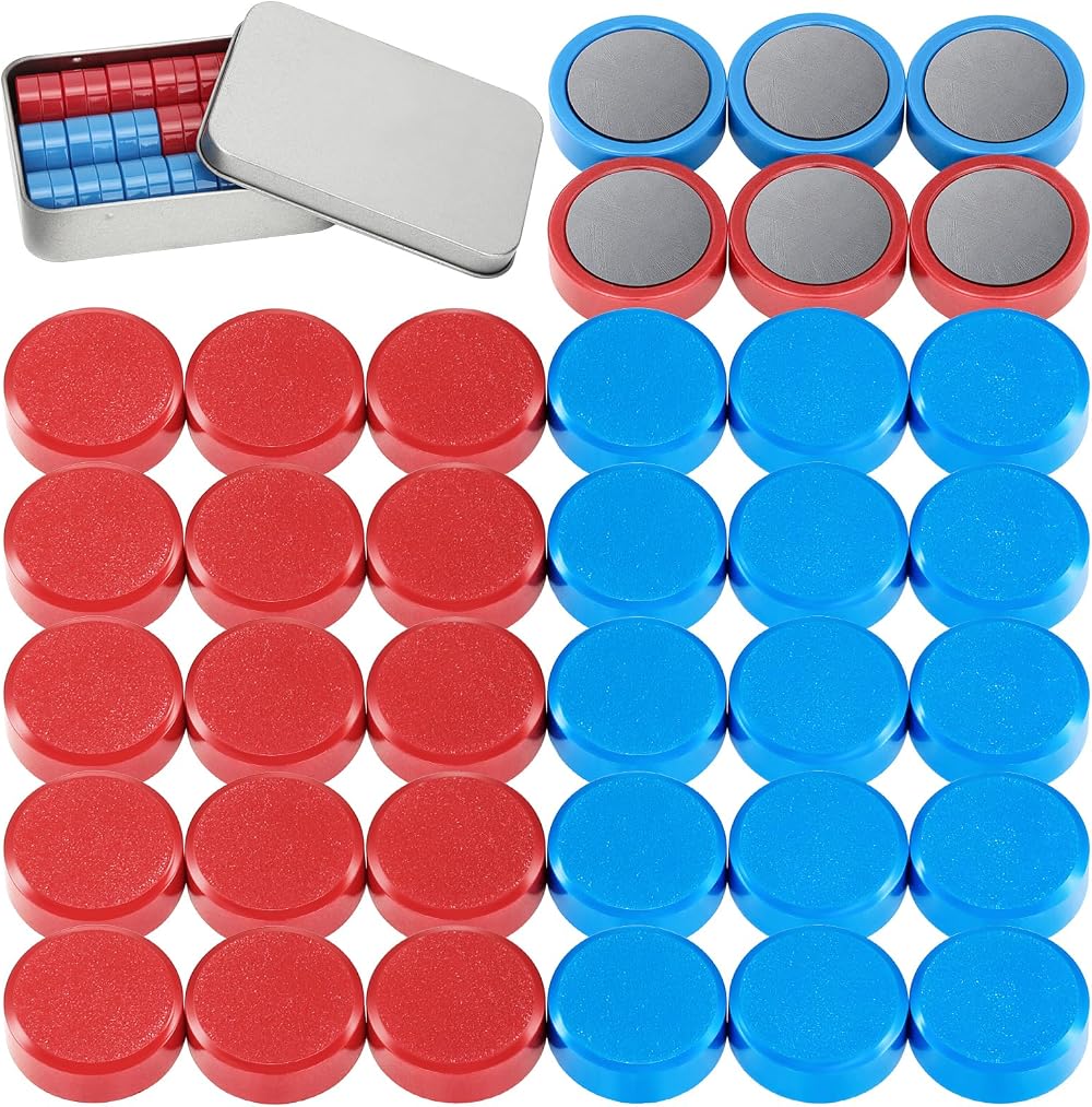 Wukong 24 Pack Round Magnets 30mm Blue Red Whiteboard Fridge(Magnetic)