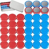 Wukong 24 Pack Round Magnets 30mm Blue Red Whiteboard Fridge(Magnetic)