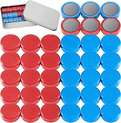 Wukong 24 Pack Round Magnets 30mm Blue Red Whiteboard Fridge(Magnetic)