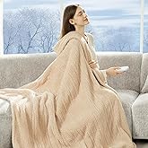 LUZARTA Heated Throw Blanket 50"X60"- Soft Double Sided Sherpa Electric Throw Blanket with 5 Heatings Levels & 4 hrs Auto Shut Off, Overheat Protection & ETL Certified for Women(Beige)