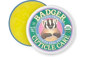 Badger Cuticle Cream, Deep Hydration for Dry, Cracked Cuticles & Hangnails, 100% Organic Cuticle Balm with Rich Shea Butter for Strong, Healthy Nails, Non-Greasy Cuticle Oil, .75oz Tin