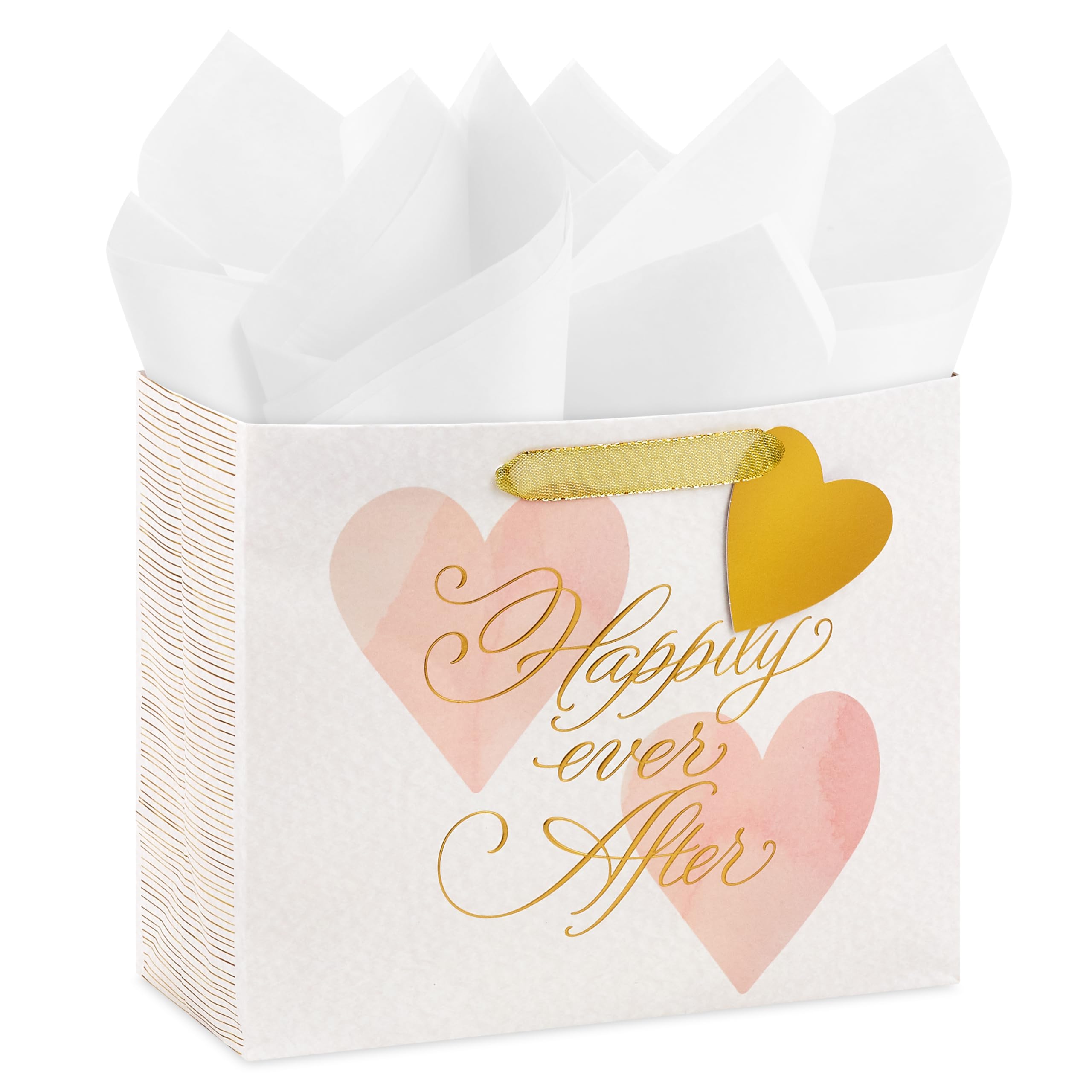 Photo 1 of Hallmark 7" Medium Horizontal Gift Bag with Tissue Paper (Happy Ever After) for Weddings, Engagements, Bridal Showers