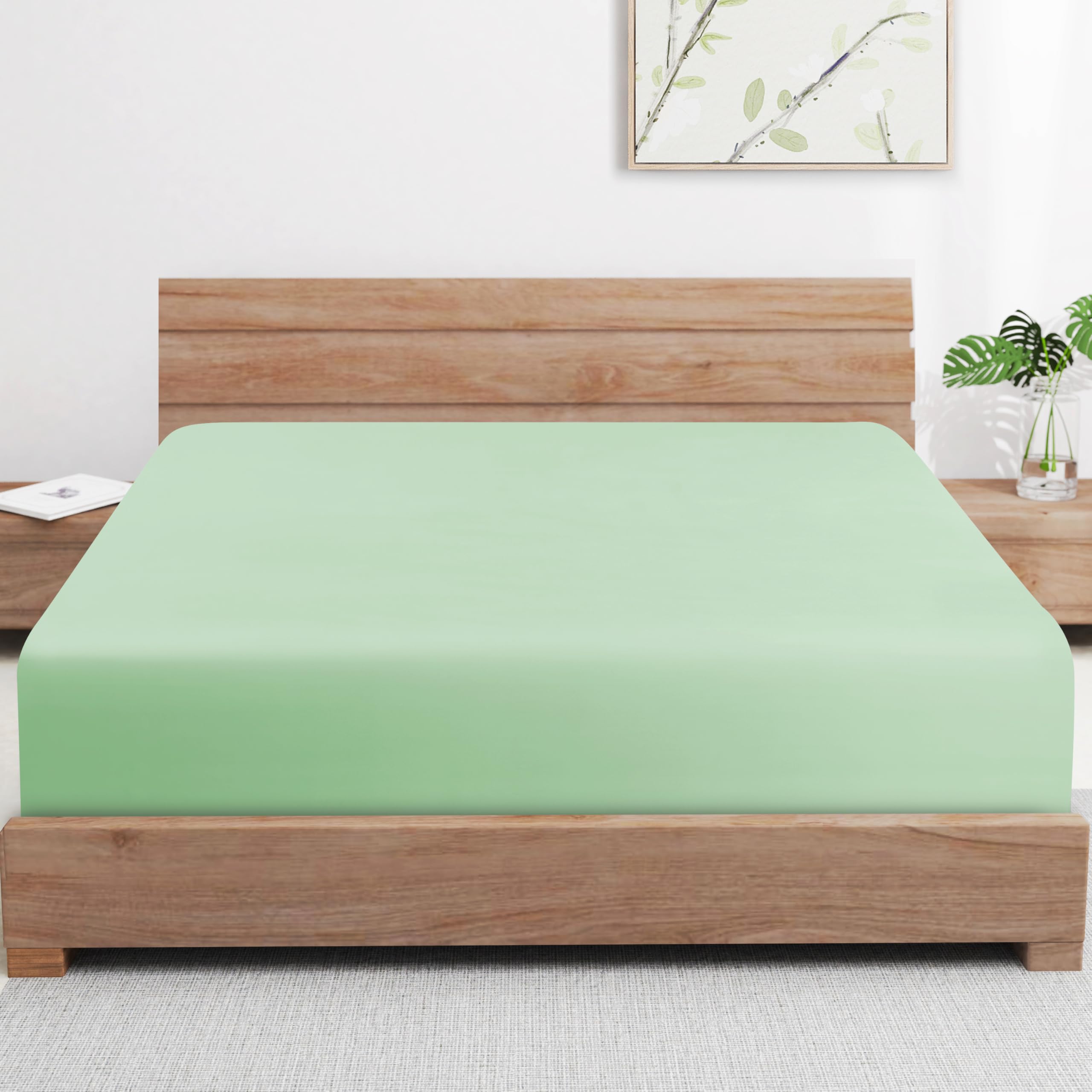 Bamboo Viscose Cooling Fitted Sheet Full Size Only, 400 Thread Count, 16" Deep Pocket Cooling Bottom Sheets for Hot Sleeper, Silky Soft Breathable (Full, Sage Green
