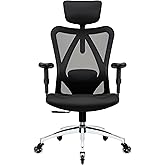 Duramont Ergonomic Office Chair with Rollerblade Wheels - High Back Breathable Mesh Desk Chair, 4D Lumbar Support, Memory Foa