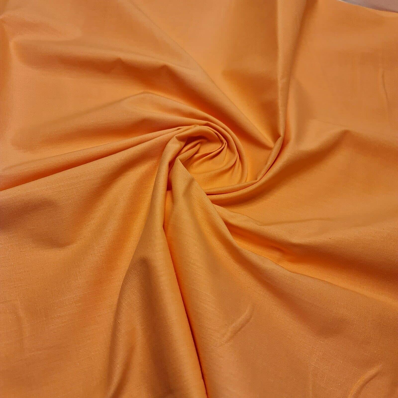 Plain 100% Cotton Fabric Quilting Dress Making Fabric 112cm (44") Wide (Peach, 5 Meter)