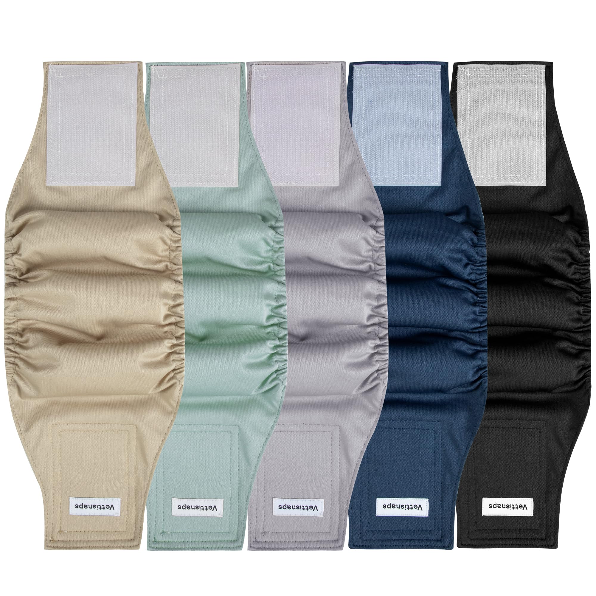 Photo 1 of Vettisnaps 5 Pack Dog Diapers Male Reusable Belly Bands Washable for Large Male Dogs, High Absorbency for Puppy & Doggy, Size L