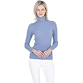 Cashmeren Women’s Basic Ribbed Turtleneck Sweater 100% Pure Cashmere Long Sleeve Roll Neck Pullover