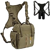 WOLFHUNT Binoculars Harness for Hunting with Rangefinder Pouch, Binocular Chest Pack Built-in Magnetic Snap Design, Bino Harness Bag Case Adjustable Strap, Lens Cleaning Cloth, Triple-Use