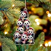 Cute Panda Tree Christmas Ornament 2025, (2D Flat) 3.75" Acrylic Ornament, Gift for Panda Lovers, Forest & Woodland Animal Christmas Ornament for Women, Girls, Family Xmas Tree Hanging Decorations