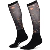 Kerrits Women's Dual Zone Equestrian Tall Boot Socks &ndash; Knee-High Horse Riding Socks with Foot Cushion &amp; Horse Print