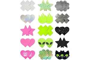 CICKEE Pasties Rave Nipple Covers Glitter Fun Pasties Pack Pasty - 15 Pairs