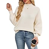 Libsorge Womens Oversized Cute Checkered Sweater Fall 2025 Trendy Preppy Chunky Knit Mock Neck Long Sleeve Pullover Sweaters