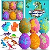 Aofmee Bath Bombs for Kids with Dinosaur Toy Inside, Easter Basket Stuffers for Toddler, Handmade Bubble Dinosaur Eggs for Boys Girls Gift Set for Birthday Christmas