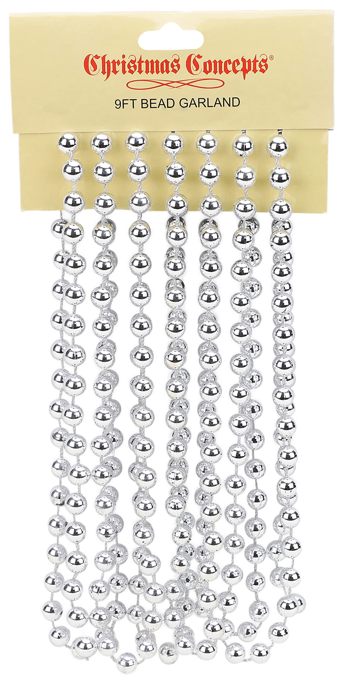 Christmas Concepts® 9ft Christmas Bead Chain - Christmas Bead Garlands - Decorations (Silver)