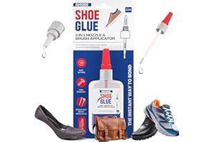 GH1200 (2-in-1) Shoe Glue Heavy Duty with Brush Applicator & Nozzle - Clear Drying & Strong Shoe Repair Glue, Non-Stiff Repai