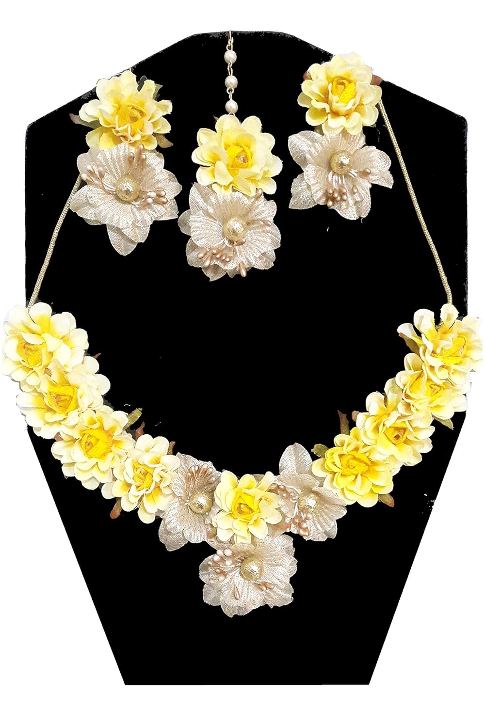 Genric Floret Moti And Artificial Flower Jewellery Set 6 Items For Women Universal Size Yellow Amazon In Home Kitchen