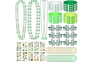 Hulomeck St Patricks Day Decorations Accessories Supplies, St. Patrick's Day Irish Shamrock Decor Party Favors Set Glasses Necklaces Bracelets Tattoos