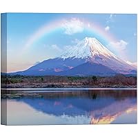 SIGNWIN Canvas Wall Art Mount Fuji with Rainbow and Reflection on The Lake Landscape Wilderness Modern Art Tropical Panoramic Colorful Ultra for Living Room, Bedroom, Office - 12x18 inches