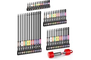 Geinxurn Impact Torx Screwdriver Bits Set, 52Pcs Magnetic(T7-T40) S2 Steel 1”/2”/3”/6” Long Extension Multi Star Driver Bits and 1Pc Bit Holder with Color Coded Base