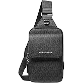 Michael Kors Men's Hudson Medium Flap Sling Pack/MK Signature Small, Black
