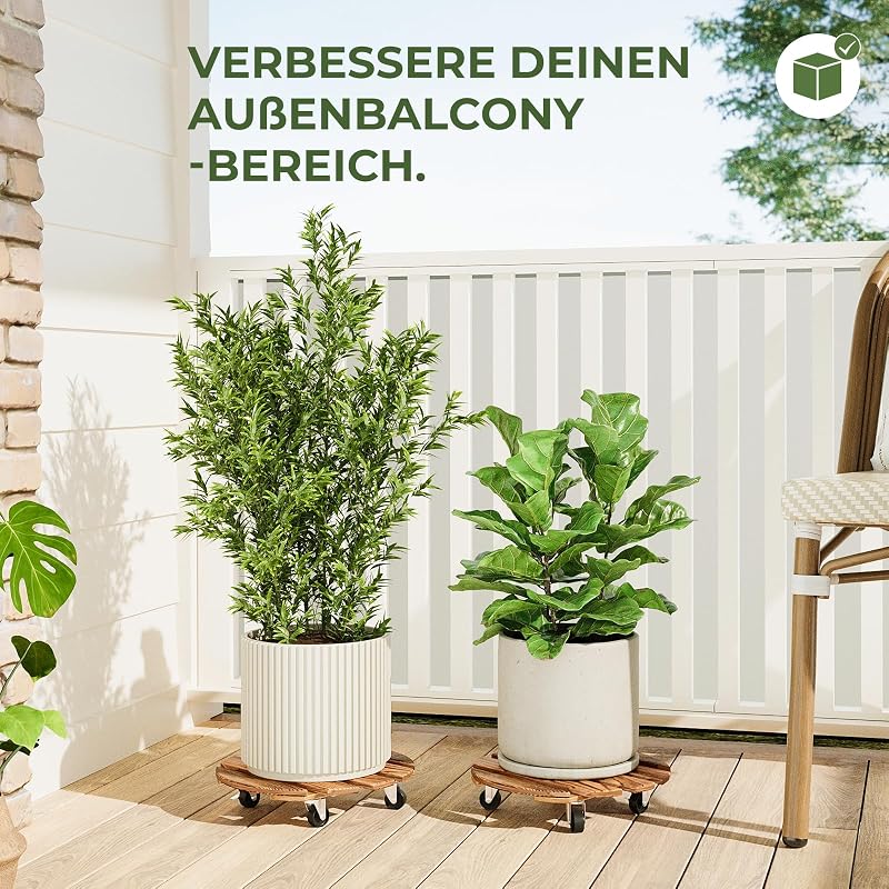 2 suportes para plantas com rodas de 30 cm com rodas, suporte para plantas rolantes com rodas girais e bloqueáveis para interior e exterior, plataforma robusta para plantas