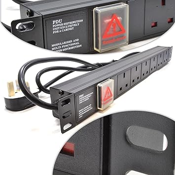 1u 6 Way 13a Pdu Rack Switch Mount Power Extension Bar Amazon Co