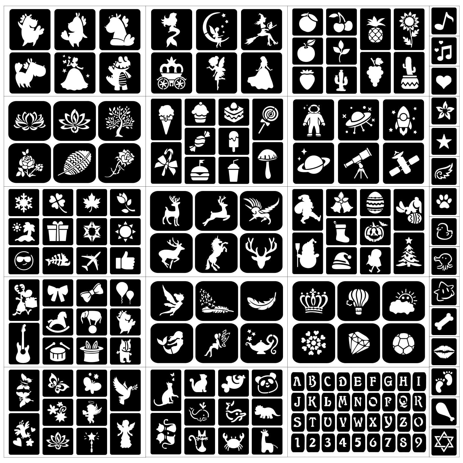 Temporary Tattoo Stencils, Eleanore's Diary Glitter Tattoo Templates for Kids Girls Face Body Art Tattooing, 16 Sheets 167 Original Designs Removable Tattoo Stickers for Party Rainy Days Halloween
