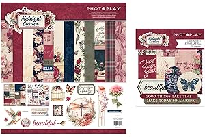 GENERIC Photoplay Midnight Garden Collection Bundle - 12 x 12 Collection Kit + Ephemera Cardstock Die-Cuts