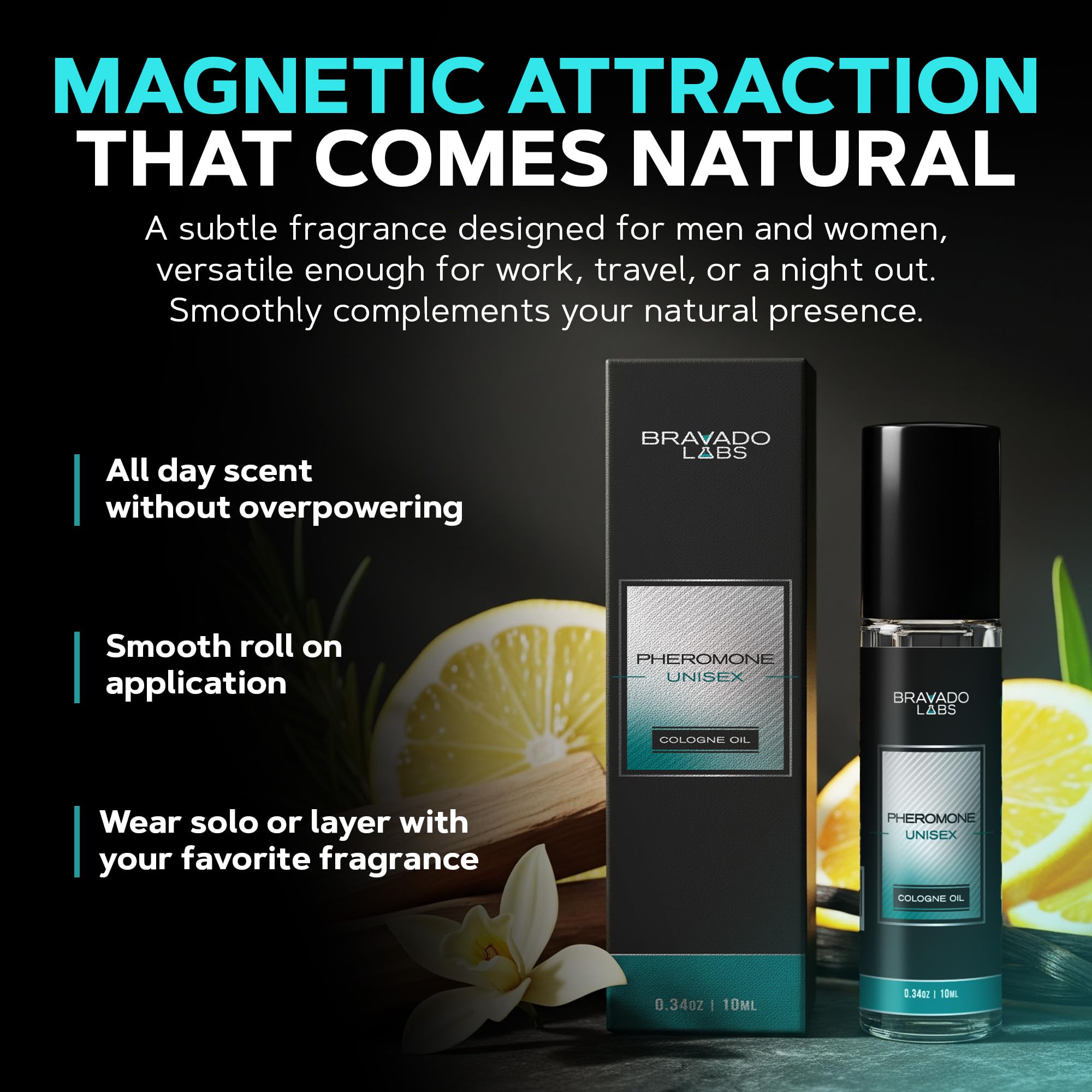 Premium Unisex Pheromones Cologne – Long-Lasting Perfume con Feromonas para Hombres y Mujeres - Attract and Boost Confidence – Daily Wear Fragrance - Roll-On