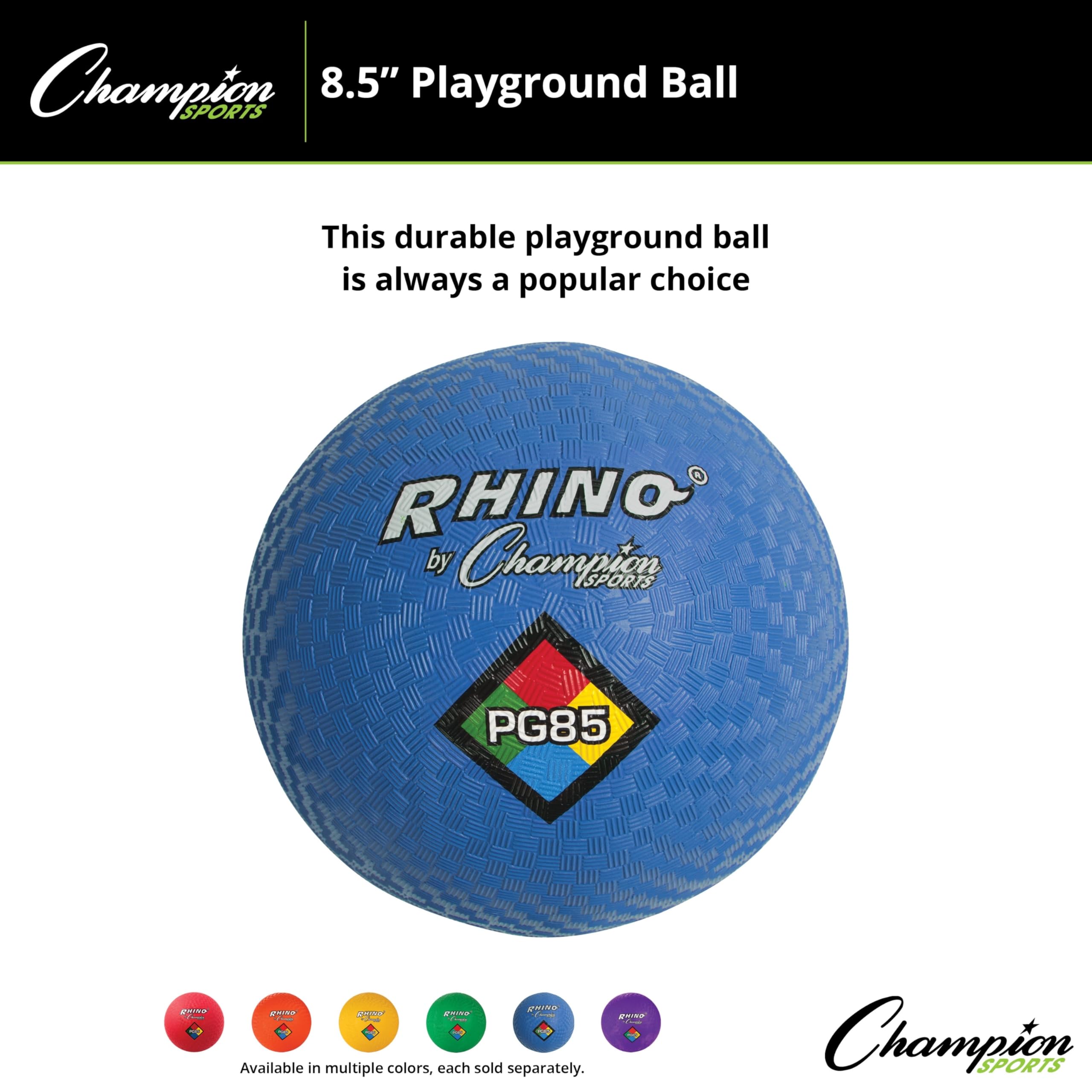 Champion Sports Playground Balls – Single Balls & Sets, Multiple Colors, Durable Nylon-Wound Construction for Kickball & Indoor/Outdoor Play