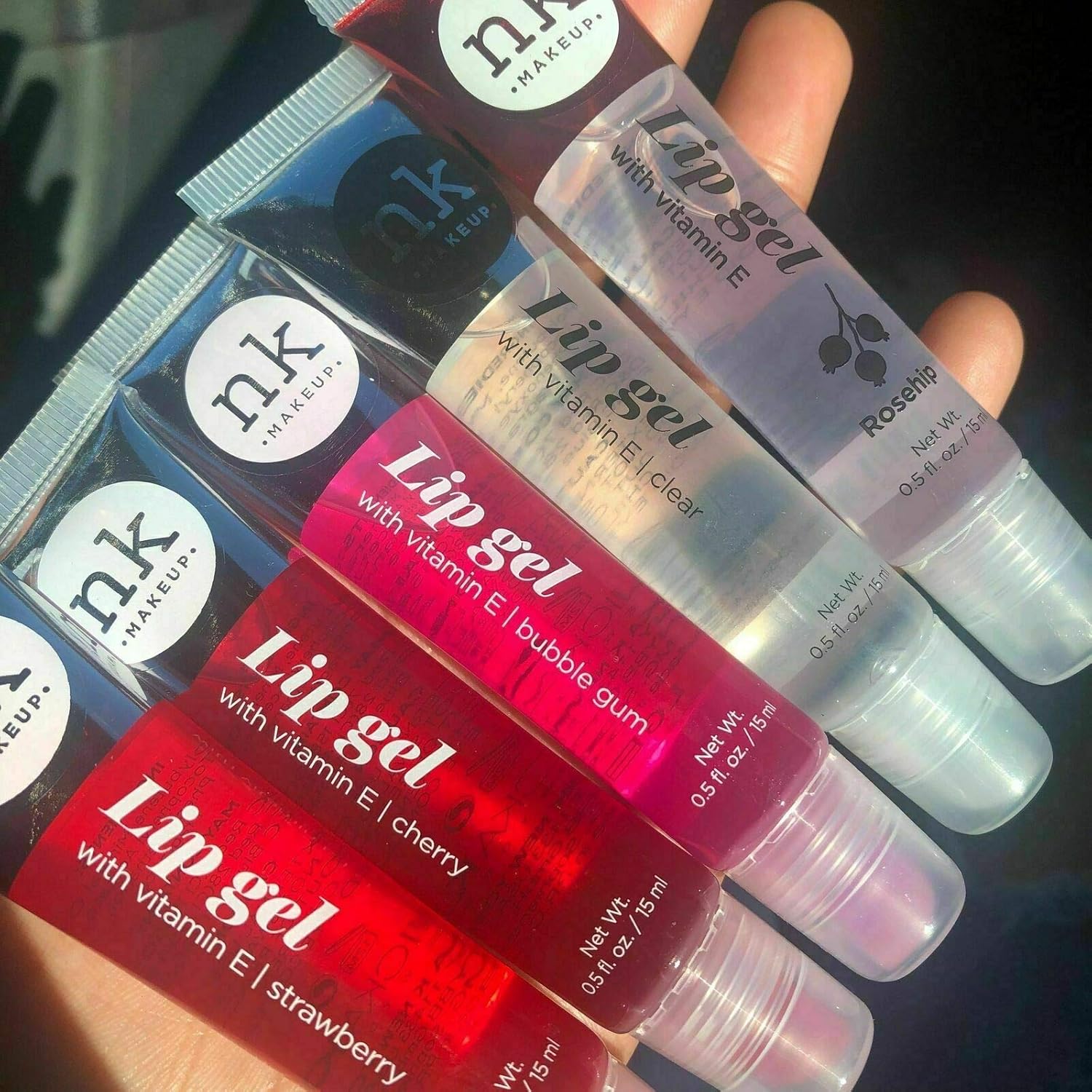 VARIETY SET OF 5 NK Hydrating Lip Gel Vitamin E Thick Gloss. (Clear, Rosehip Oil