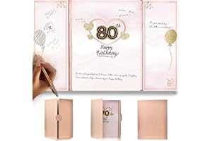 DOUBLESHOOT 80th Birthday Guest Book Rose Gold Party Decorations for Women 12"x18" - 80 Years Guest Book Sign in Poster Card - Eighty Party Keepsake, Gift, Signature Board - Pen Not Included