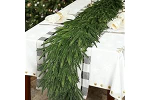 MSMUH Realistic Thick and Lush Christmas Garland for Mantle Christmas Decorations Indoor 6FT Real Touch Artificial Pine Garlands for Stairs Railing Outdoor Fireplace Table Xmas Holiday Decor Winter Greenery