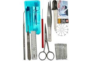 ArTLaB Premium -Precision Dissecting Dissection Kit 25 Piece Biology Dissecting Kit -Stainless Steel Instruments Scalpel handle Blades & T-Pins Biology Students & Faculty Autoclavable Transparent Case