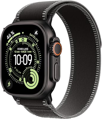 Watch Ultra 3 GPS + Cellular, Reloj prémium para Running y Multideporte con Caja de Titanio Resistente de 49 mm y Correa Loop Trail Negro/carbón - Talla M/L. Monitores avanzados de Salud
