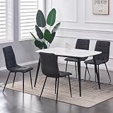 mcc direct Set of 4 Faux Suede Dining Chairs Metal Legs Black Grey Light Grey view 1